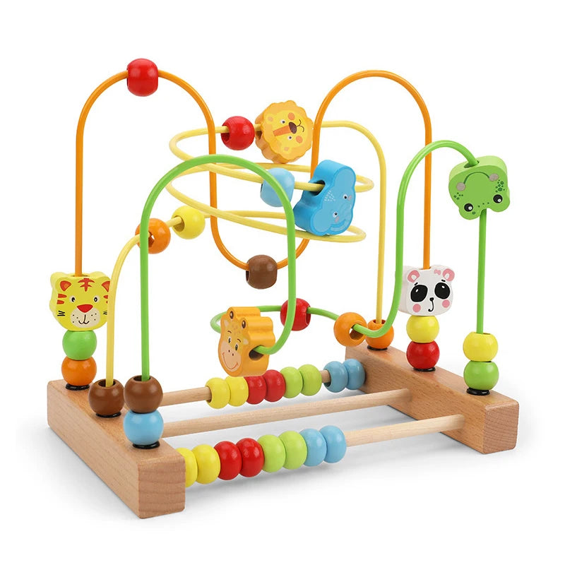 Montessori Baby Toys Wooden Roller Coaster Bead Maze Abacus Math Toys Toddler Early Educational Toys for Kids Children 1-3 Years