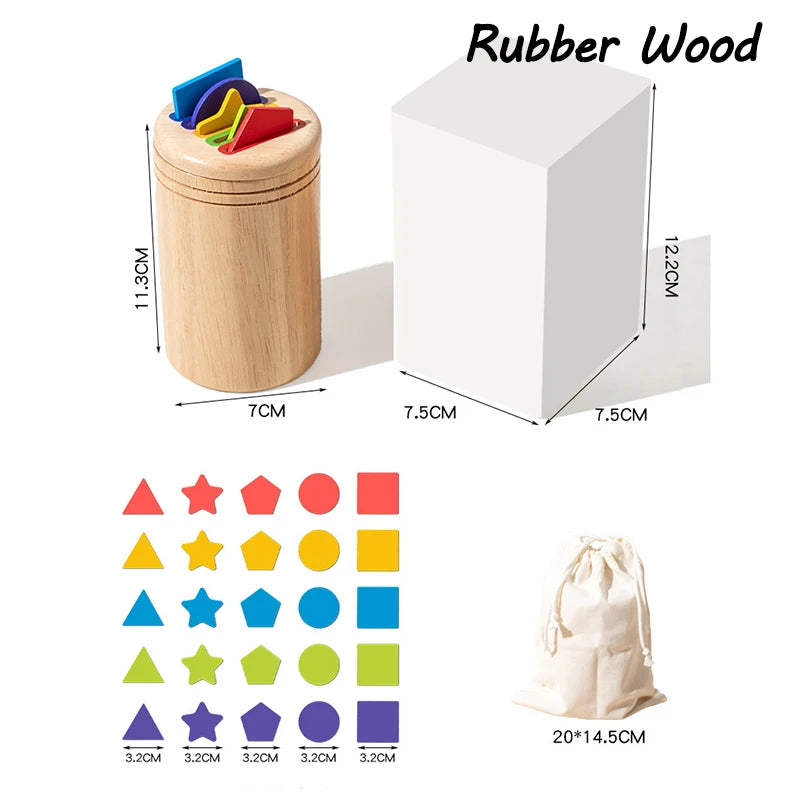 Baby Sensory Bin Montessori Educational Toys Permanent Box Parish Sensory Play Color Shape Sorting Games Cognitive Wooden Toys