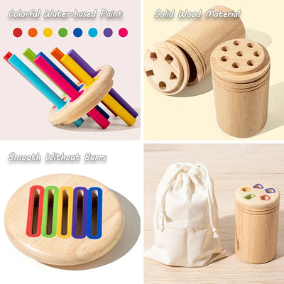 Baby Sensory Bin Montessori Educational Toys Permanent Box Parish Sensory Play Color Shape Sorting Games Cognitive Wooden Toys