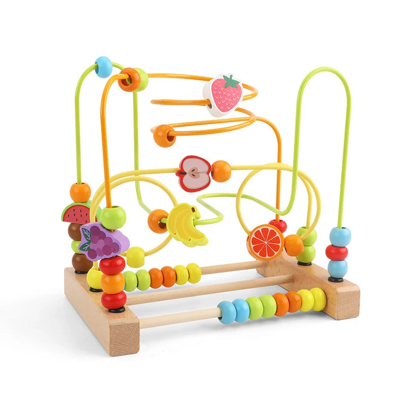 Montessori Baby Toys Wooden Roller Coaster Bead Maze Abacus Math Toys Toddler Early Educational Toys for Kids Children 1-3 Years