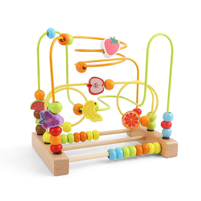 Montessori Baby Toys Wooden Roller Coaster Bead Maze Abacus Math Toys Toddler Early Educational Toys for Kids Children 1-3 Years