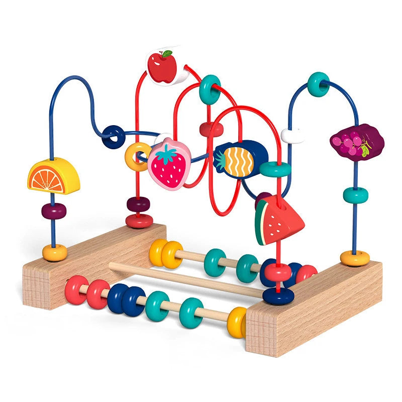 Montessori Baby Toys Wooden Roller Coaster Bead Maze Abacus Math Toys Toddler Early Educational Toys for Kids Children 1-3 Years