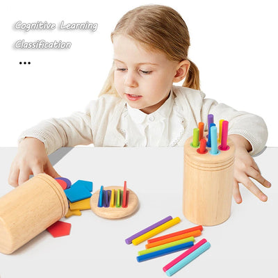 Baby Sensory Bin Montessori Educational Toys Permanent Box Parish Sensory Play Color Shape Sorting Games Cognitive Wooden Toys