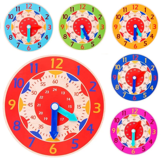 Children Montessori Wooden Clock Toys Hour Minute Second Cognition Colorful Clocks Toys for Kids Early Preschool Teaching Aids