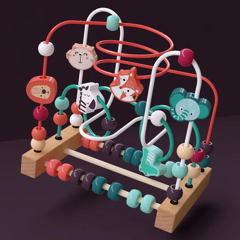 Montessori Baby Toys Wooden Roller Coaster Bead Maze Abacus Math Toys Toddler Early Educational Toys for Kids Children 1-3 Years