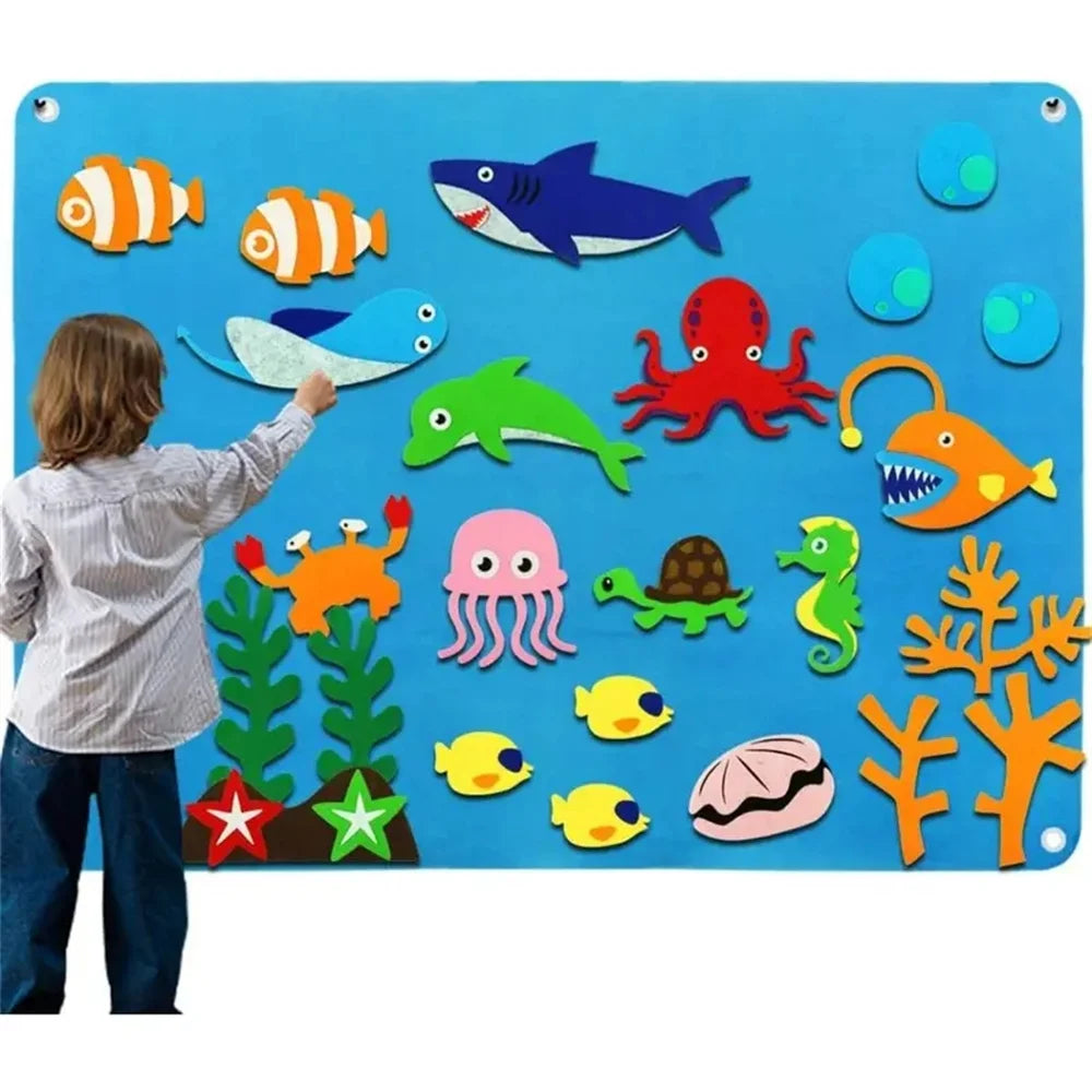 Felt Board Stories Set Montessori Ocean Farm Animal Family Interactive Preschool Education Early Learning Toddlers Toys