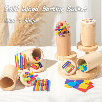 Baby Sensory Bin Montessori Educational Toys Permanent Box Parish Sensory Play Color Shape Sorting Games Cognitive Wooden Toys