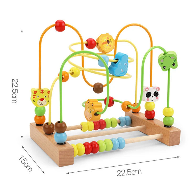 Montessori Baby Toys Wooden Roller Coaster Bead Maze Abacus Math Toys Toddler Early Educational Toys for Kids Children 1-3 Years