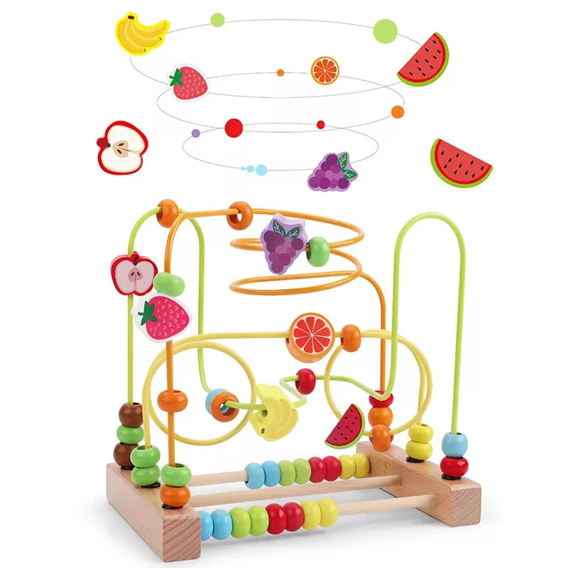 Montessori Baby Toys Wooden Roller Coaster Bead Maze Abacus Math Toys Toddler Early Educational Toys for Kids Children 1-3 Years