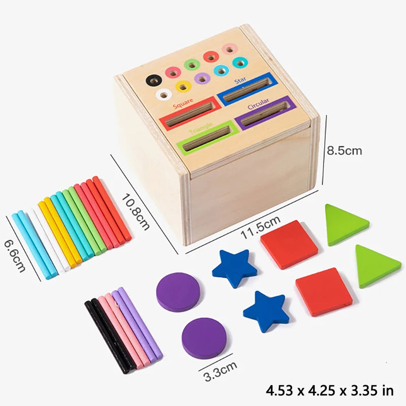 Baby Sensory Bin Montessori Educational Toys Permanent Box Parish Sensory Play Color Shape Sorting Games Cognitive Wooden Toys