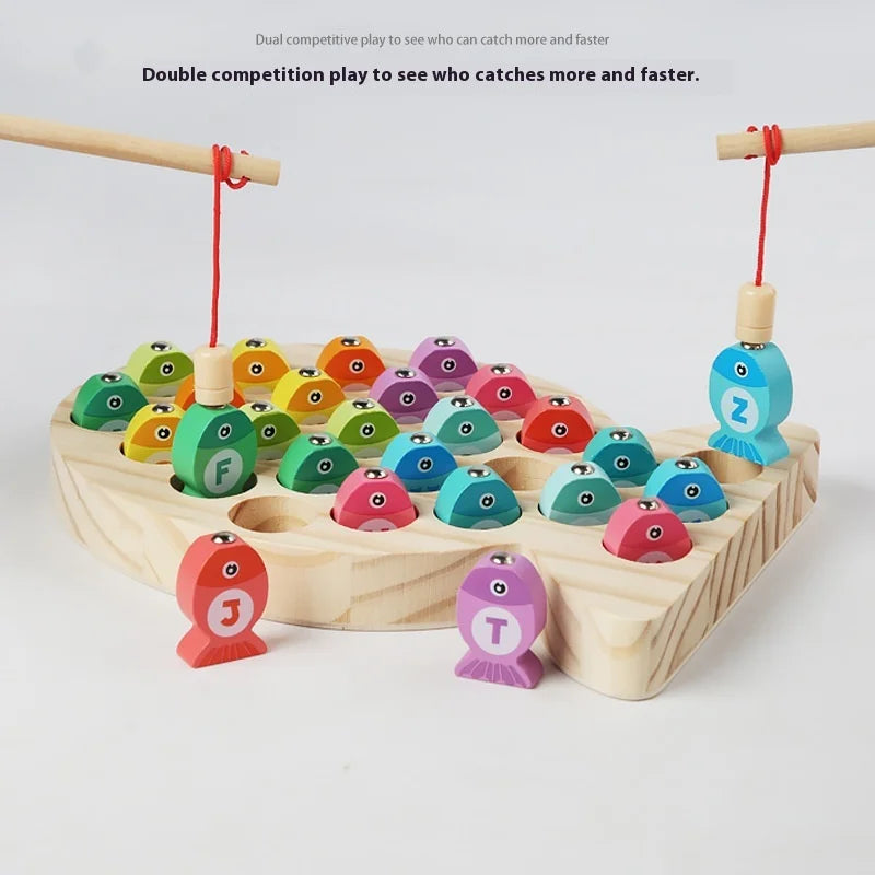 Wooden Children Fishing Toys Baby Early Education Toys Kids Ability Training Toy Montessori Education Fun Game Alphabet Learning