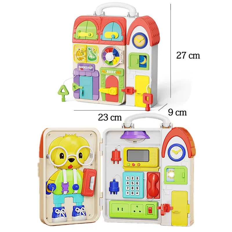 Baby Sensory Busy Board Montessori Toys Music Lights Switch Multifunction Travel Play Early Educational Activities Toy for Kids