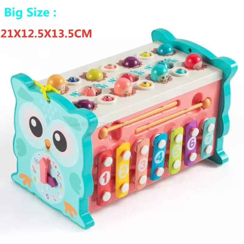 New Baby Montessori Toys Magnetic Fishing Games Owl Activity Cube Musical Piano Set Fine Motor Skill For 0-12 Months Toddlers